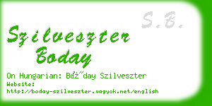 szilveszter boday business card